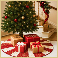 Load image into Gallery viewer, Crimson &amp; Gold Splendour Handcrafted Tree Skirt