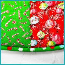 Load image into Gallery viewer, Candy Cane Whirl Handcrafted Tree Skirt