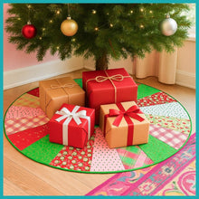 Load image into Gallery viewer, Candy Cane Whirl Handcrafted Tree Skirt